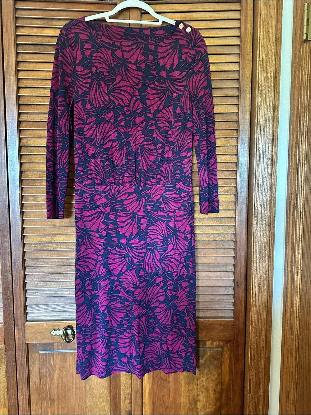 Tory Burch Etta Blouson Midi Dress in Berry and Navy Floral size medium